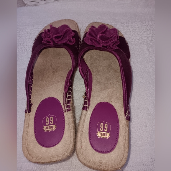 Route 66 ~ Purple Rosette Espadrille Wedge Sandals | NWOT - Picture 7 of 9